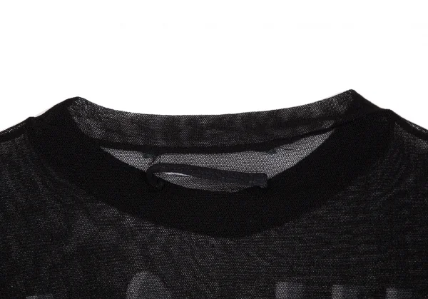 ジャンポールゴルチエ マイユJean Paul GAULTIER AILLE モックネックロゴストライプパワーネットカットソー 黒青M K-126066_010