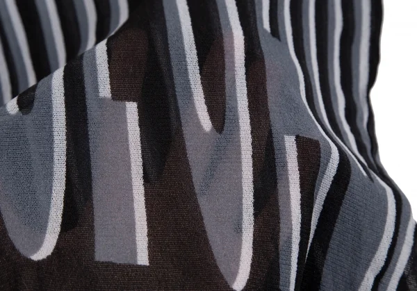 ジャンポールゴルチエ マイユJean Paul GAULTIER AILLE モックネックロゴストライプパワーネットカットソー 黒青M K-126066_012