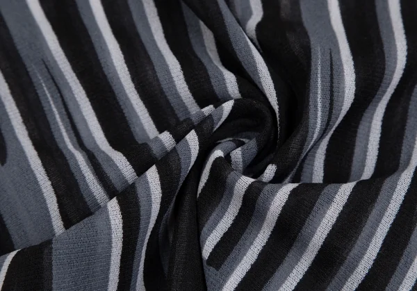 ジャンポールゴルチエ マイユJean Paul GAULTIER AILLE モックネックロゴストライプパワーネットカットソー 黒青M K-126066_013