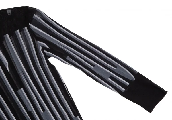 ジャンポールゴルチエ マイユJean Paul GAULTIER AILLE モックネックロゴストライプパワーネットカットソー 黒青M K-126066_005