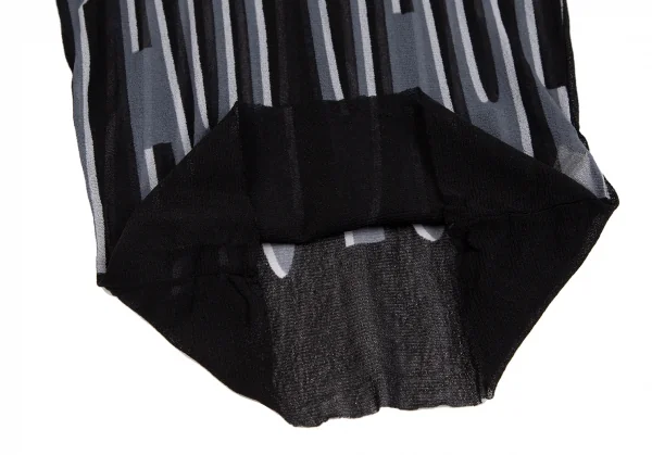 ジャンポールゴルチエ マイユJean Paul GAULTIER AILLE モックネックロゴストライプパワーネットカットソー 黒青M K-126066_008