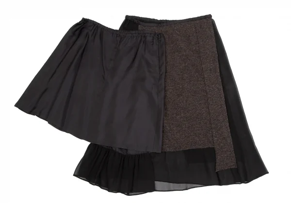 TSUMORI CHISATO Wool Knit Switching Silk Chiffon Skirt K-126088_011