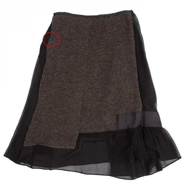 TSUMORI CHISATO Wool Knit Switching Silk Chiffon Skirt K-126088_012