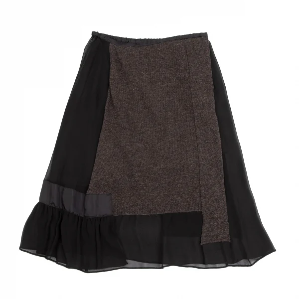 TSUMORI CHISATO Wool Knit Switching Silk Chiffon Skirt K-126088_002