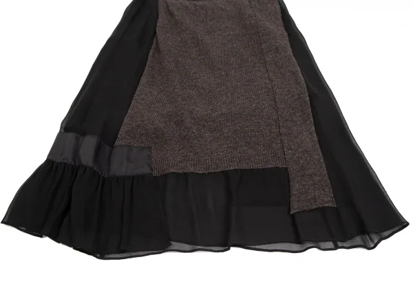 TSUMORI CHISATO Wool Knit Switching Silk Chiffon Skirt K-126088_006