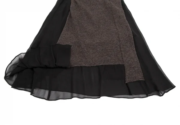 TSUMORI CHISATO Wool Knit Switching Silk Chiffon Skirt K-126088_009