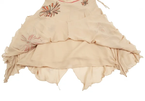 ツモリチサトTSUMORI CHISATO フラワープリントシルクシフォンレイヤードスカート ベージュ2 K-126089_010