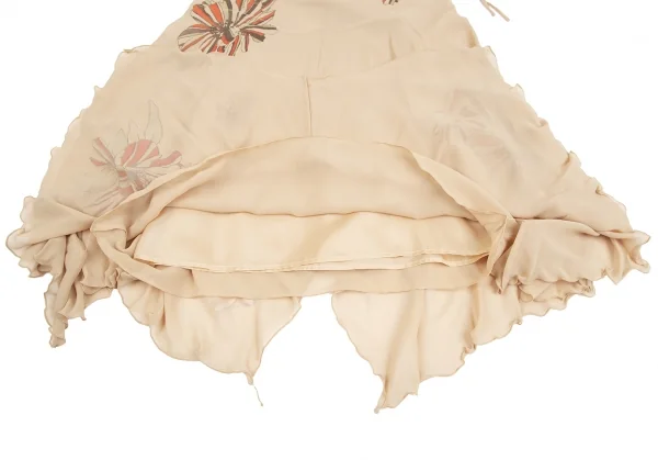 ツモリチサトTSUMORI CHISATO フラワープリントシルクシフォンレイヤードスカート ベージュ2 K-126089_011