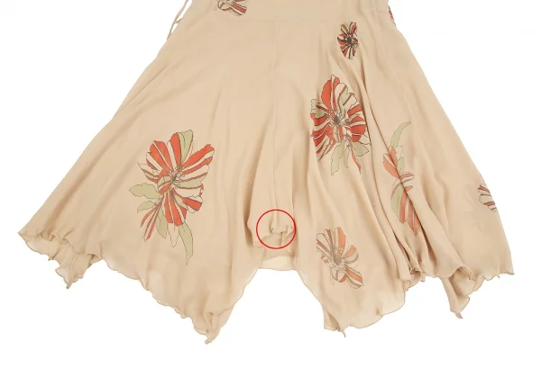 ツモリチサトTSUMORI CHISATO フラワープリントシルクシフォンレイヤードスカート ベージュ2 K-126089_014