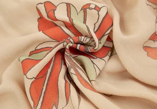 ツモリチサトTSUMORI CHISATO フラワープリントシルクシフォンレイヤードスカート ベージュ2 K-126089_017