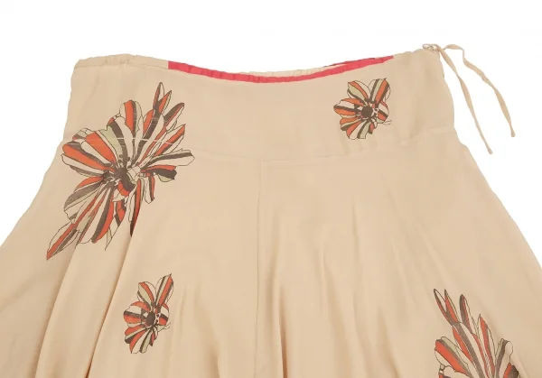 ツモリチサトTSUMORI CHISATO フラワープリントシルクシフォンレイヤードスカート ベージュ2 K-126089_003