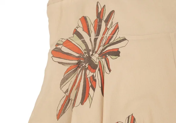 ツモリチサトTSUMORI CHISATO フラワープリントシルクシフォンレイヤードスカート ベージュ2 K-126089_004