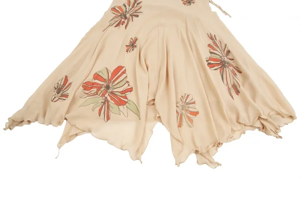 ツモリチサトTSUMORI CHISATO フラワープリントシルクシフォンレイヤードスカート ベージュ2 K-126089_008