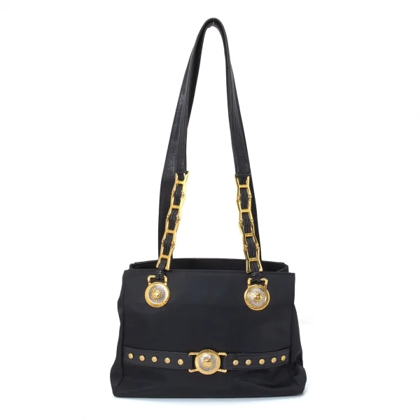 ジャンニヴェルサーチGIANNI VERSACE メデューサコンチョデザインナイロンバッグ 黒 K-126150_001