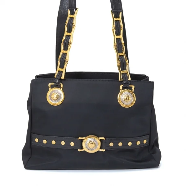 ジャンニヴェルサーチGIANNI VERSACE メデューサコンチョデザインナイロンバッグ 黒 K-126150_002