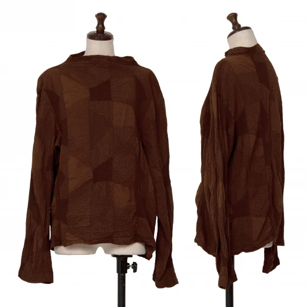 プランテーションPlantation コットン製品染め縮絨長袖カットソー 茶M K-126194_001