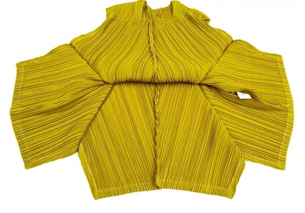 プリーツプリーズPLEATS PLEASE プリーツ切替デザインVネックノースリーブ マスタード3 K-126214_007