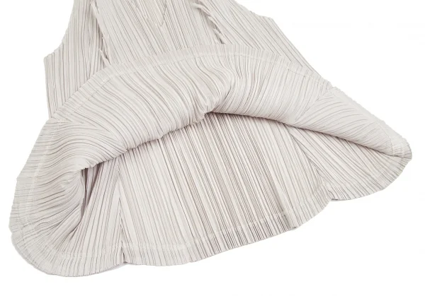 プリーツプリーズPLEATS PLEASE ギザギザカット切替プリーツノースリーブ ライトグレー3 K-126215_008