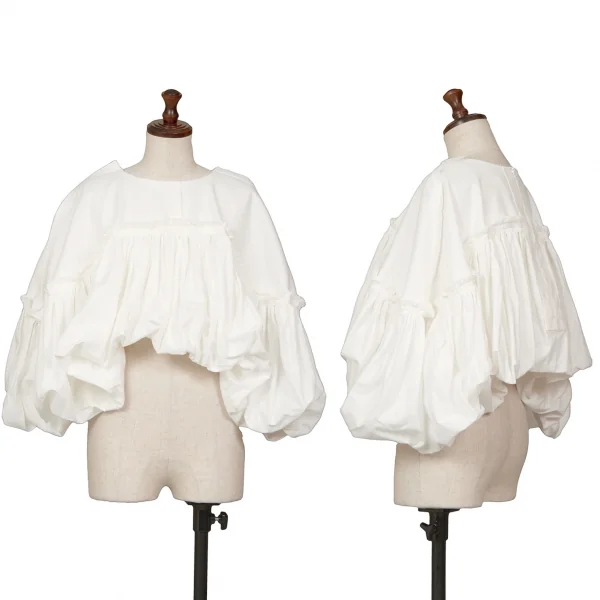 コムデギャルソンCOMME des GARCONS ギャザー切替バルーントップス 白S K-126245_001