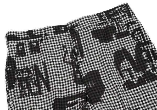 新品!コムデギャルソンCOMME des GARCONS Alisa Yoffeグラフィックアートプリントチェックハーフパンツ 白黒S K-126248_002