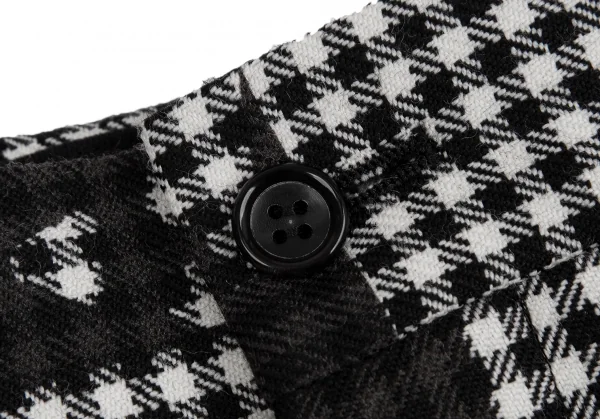 新品!コムデギャルソンCOMME des GARCONS Alisa Yoffeグラフィックアートプリントチェックハーフパンツ 白黒S K-126248_004