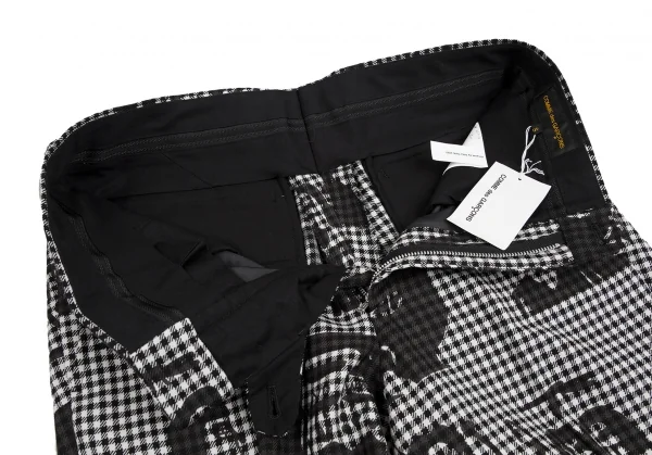 新品!コムデギャルソンCOMME des GARCONS Alisa Yoffeグラフィックアートプリントチェックハーフパンツ 白黒S K-126248_005