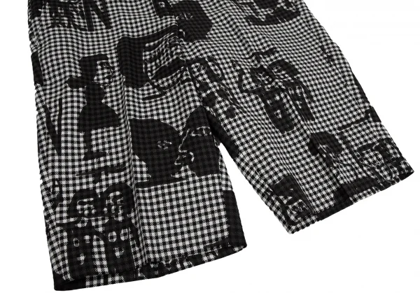 新品!コムデギャルソンCOMME des GARCONS Alisa Yoffeグラフィックアートプリントチェックハーフパンツ 白黒S K-126248_006
