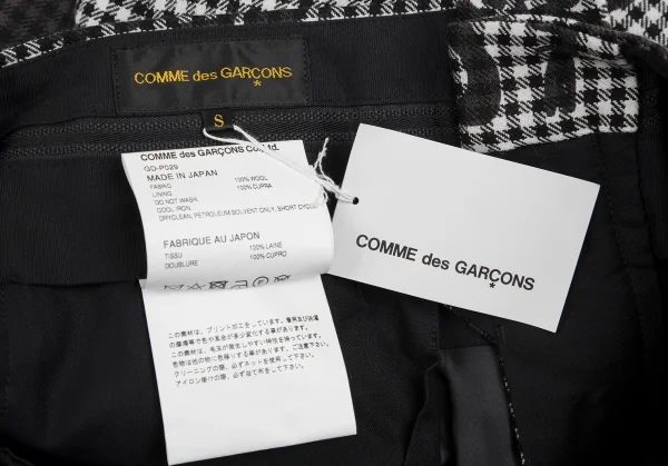 新品!コムデギャルソンCOMME des GARCONS Alisa Yoffeグラフィックアートプリントチェックハーフパンツ 白黒S K-126248_011