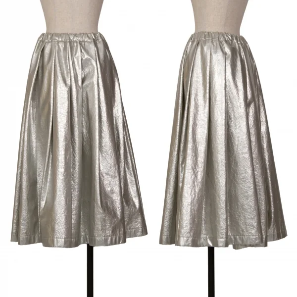 コムデギャルソンCOMME des GARCONS フェイクレザーメタリックスカート シルバーS K-126249_001