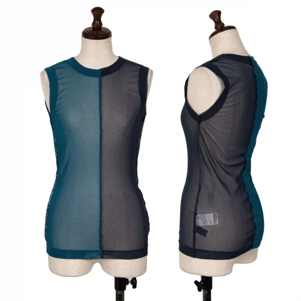 タケシコウサカバイ ワイズ ピンクレーベルTAKESHI KOSAKA by Y's Pink Label パワーネット切替タンクトップ ターコイズ緑2 K-126263_001