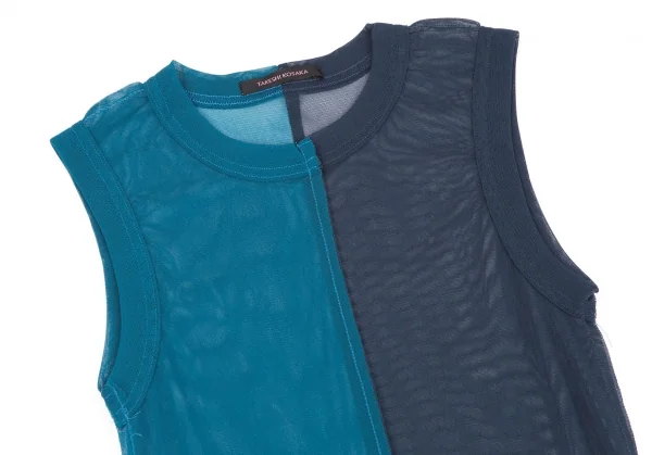 タケシコウサカバイ ワイズ ピンクレーベルTAKESHI KOSAKA by Y's Pink Label パワーネット切替タンクトップ ターコイズ緑2 K-126263_003