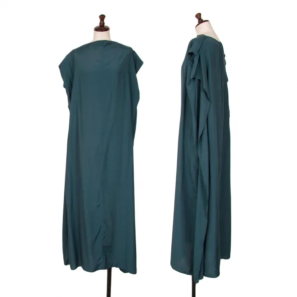 TAKESHI KOSAKA by Y's Pink Label Side Frill Rayon Dress Green 1 K-126265_001