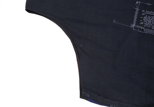 ワイズY's フラワープリントアシンメトリースリーブワンピース 紺2 K-126293_006