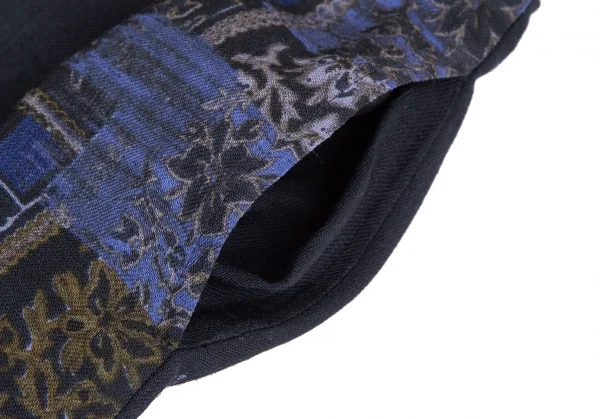 ワイズY's フラワープリントアシンメトリースリーブワンピース 紺2 K-126293_009