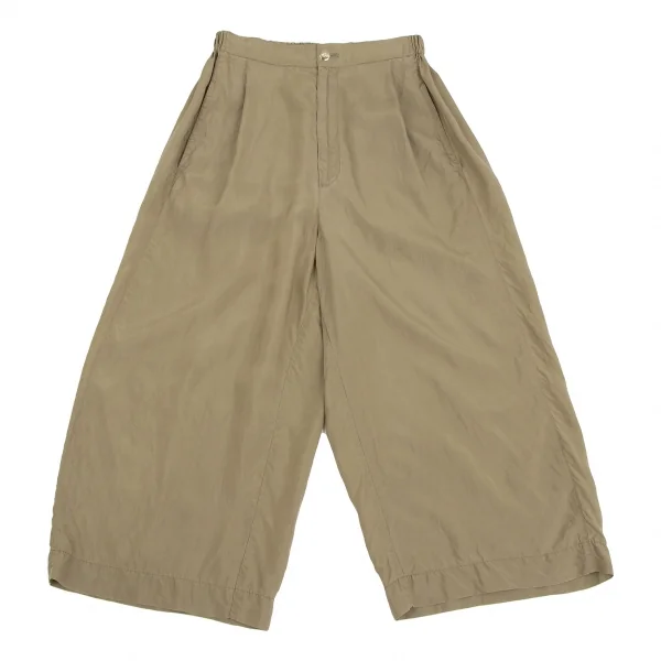 イッセイミヤケISSEY MIYAKEシルクキュプラワイドパンツ ベージュM K-126327_001