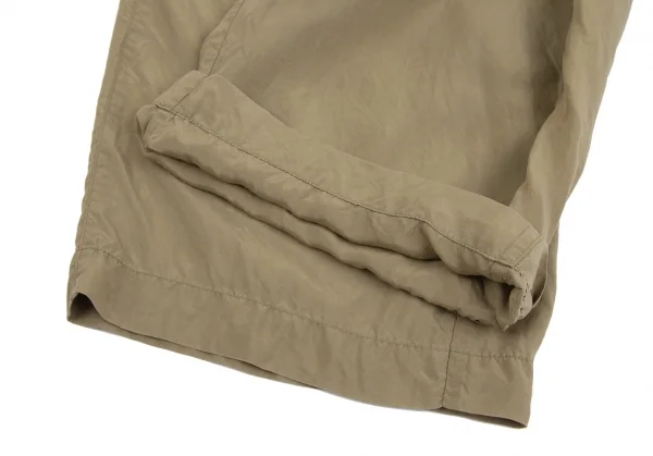 イッセイミヤケISSEY MIYAKEシルクキュプラワイドパンツ ベージュM K-126327_011