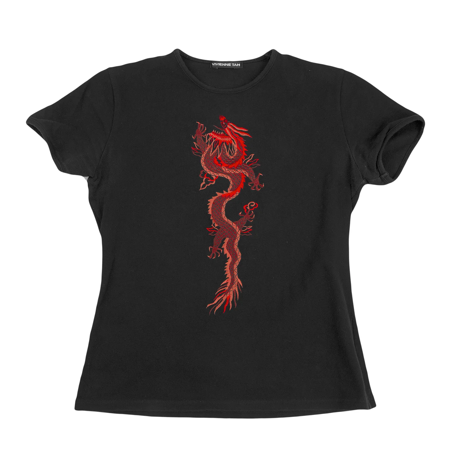 新品！ヴィヴィアンタム ドラゴン刺繍 Tシャツ 38サイズ パープル ヴィヴィアンタムVIVIENNETAM コットンドラゴン刺繍Tシャツ 黒赤