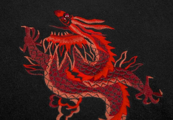 VIVIENNE TAM レッドドラゴン刺繍　ノースリーブ Red dragon embroidery on Stretch netting ブラウス｜VIVIENNE TAM