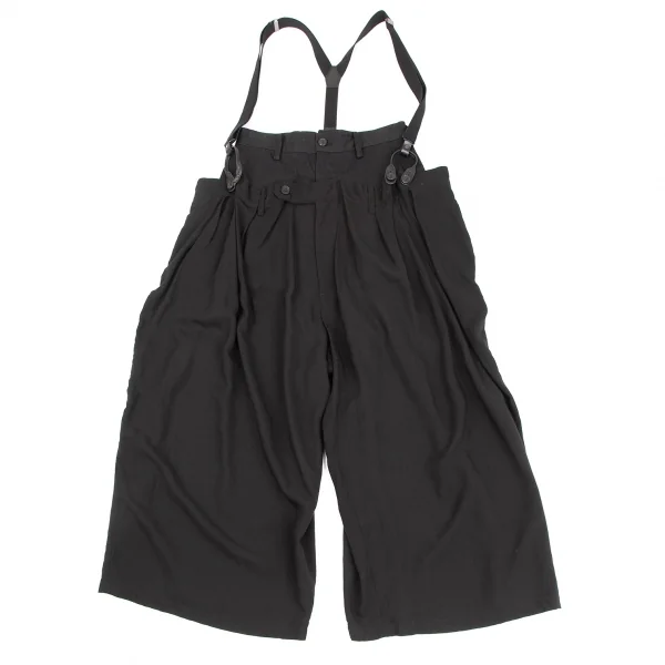 ヨウジヤマモト ファムYohji Yamamoto FEMME ウエストレイヤードサスペンダーワイドパンツ 黒1 K-126390_002