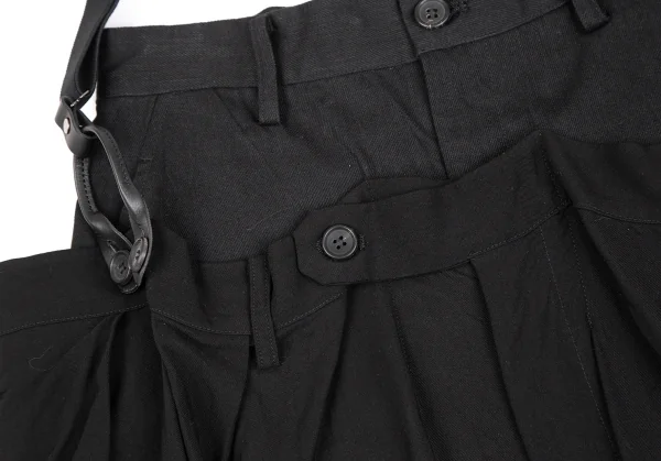 ヨウジヤマモト ファムYohji Yamamoto FEMME ウエストレイヤードサスペンダーワイドパンツ 黒1 K-126390_004