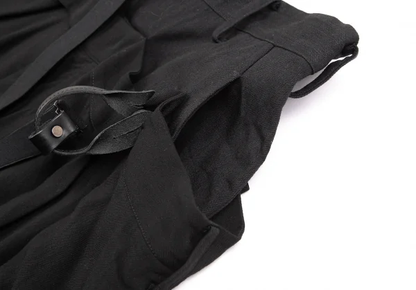 ヨウジヤマモト ファムYohji Yamamoto FEMME ウエストレイヤードサスペンダーワイドパンツ 黒1 K-126390_007