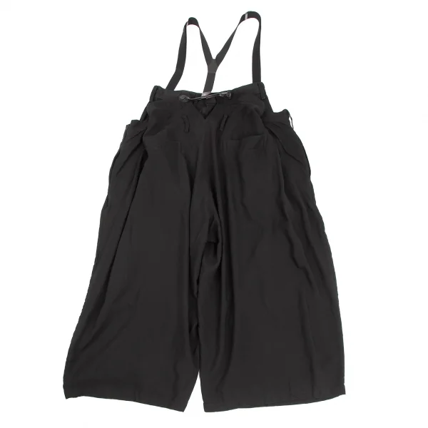 ヨウジヤマモト ファムYohji Yamamoto FEMME ウエストレイヤードサスペンダーワイドパンツ 黒1 K-126390_010