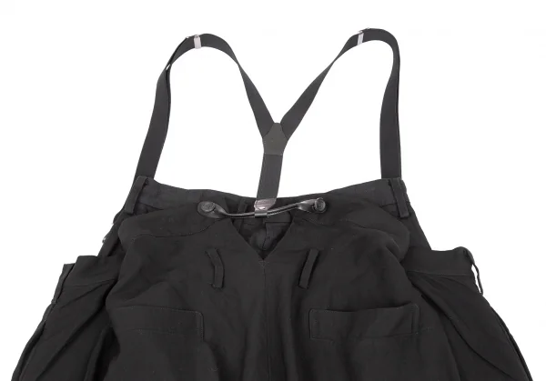 ヨウジヤマモト ファムYohji Yamamoto FEMME ウエストレイヤードサスペンダーワイドパンツ 黒1 K-126390_011
