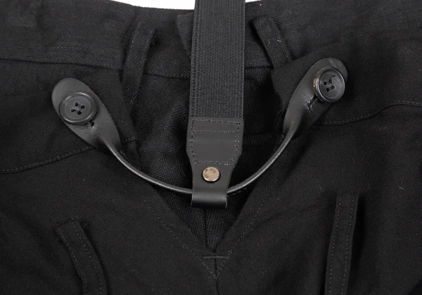 ヨウジヤマモト ファムYohji Yamamoto FEMME ウエストレイヤードサスペンダーワイドパンツ 黒1 K-126390_013
