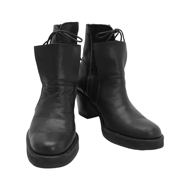 ヨウジヤマモト ファムYohji Yamamoto FEMME サイドジップレースアップレザーブーツ 黒5(24.5位) K-126394_001