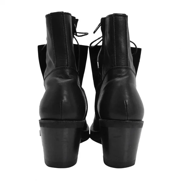 ヨウジヤマモト ファムYohji Yamamoto FEMME サイドジップレースアップレザーブーツ 黒5(24.5位) K-126394_010