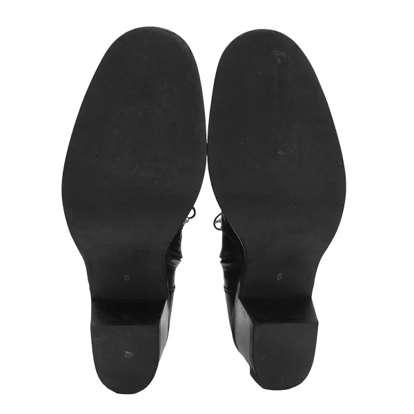 ヨウジヤマモト ファムYohji Yamamoto FEMME サイドジップレースアップレザーブーツ 黒5(24.5位) K-126394_011