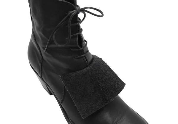 ヨウジヤマモト ファムYohji Yamamoto FEMME サイドジップレースアップレザーブーツ 黒5(24.5位) K-126394_014