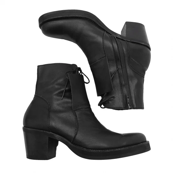 ヨウジヤマモト ファムYohji Yamamoto FEMME サイドジップレースアップレザーブーツ 黒5(24.5位) K-126394_002