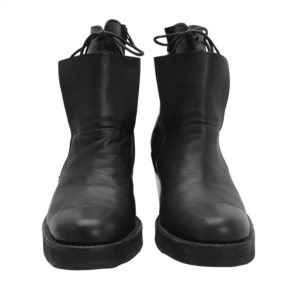 ヨウジヤマモト ファムYohji Yamamoto FEMME サイドジップレースアップレザーブーツ 黒5(24.5位) K-126394_003
